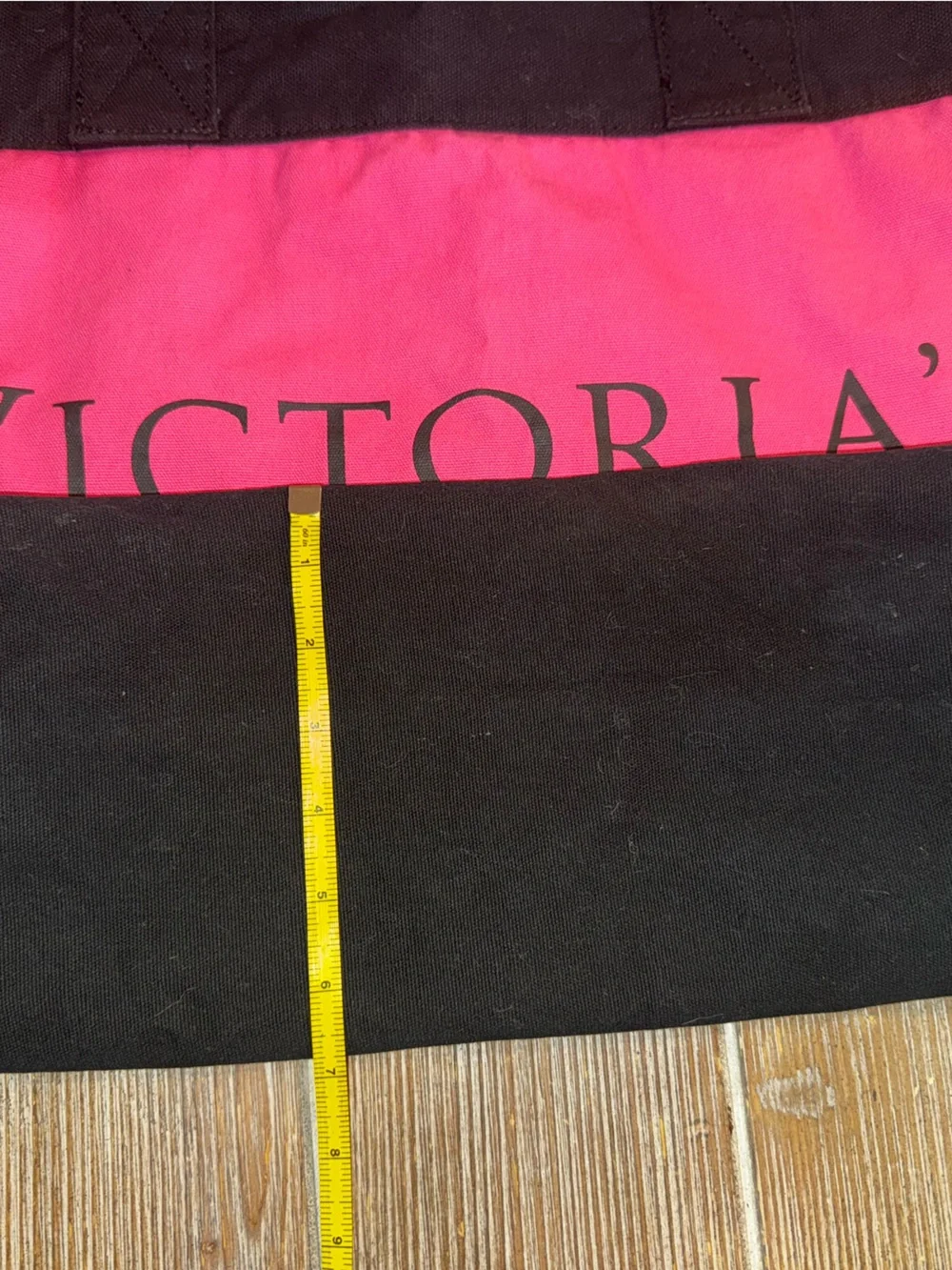 Victoria's Secret LARGE Canvas Hot Pink & Red Tote with Black Trim